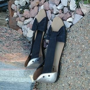 Fly London black and silver leather sandals